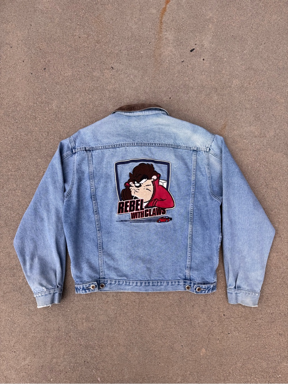 Warner Bros. Light Blue Denim Jacket with Red Graphic Back